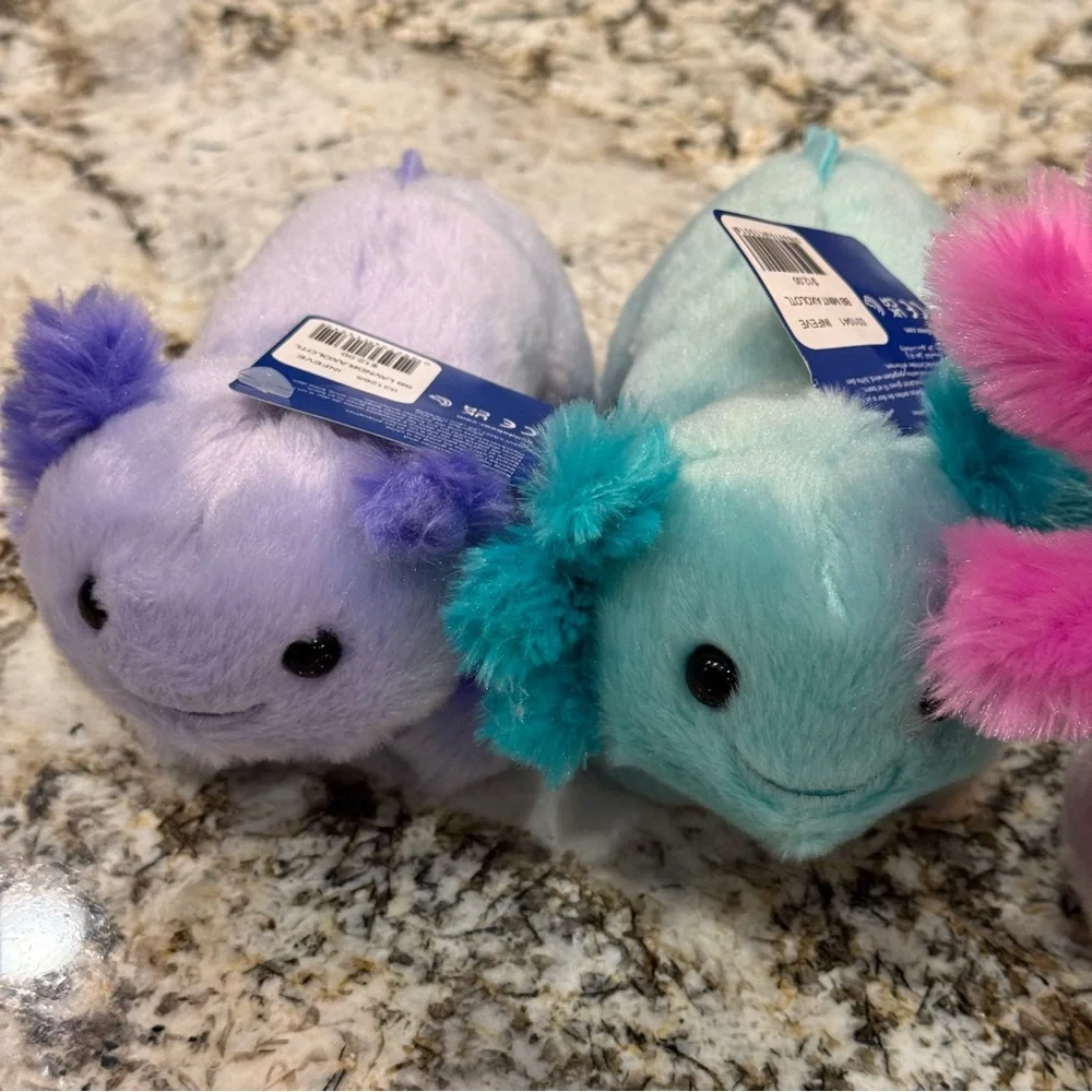 Build a Bear Lot - Includes 2 Mini Baby & 1 Pink Axolotl Plush Animals